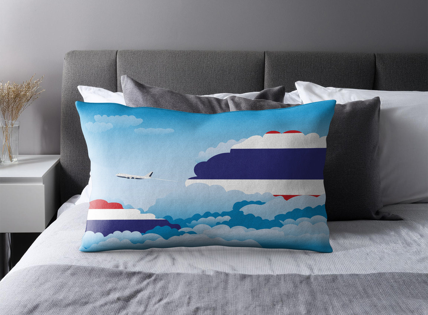 Thailand World Airplane Day Clouds Square & Rectangle Pillow Cases | Aviation Decorative Pillow Covers