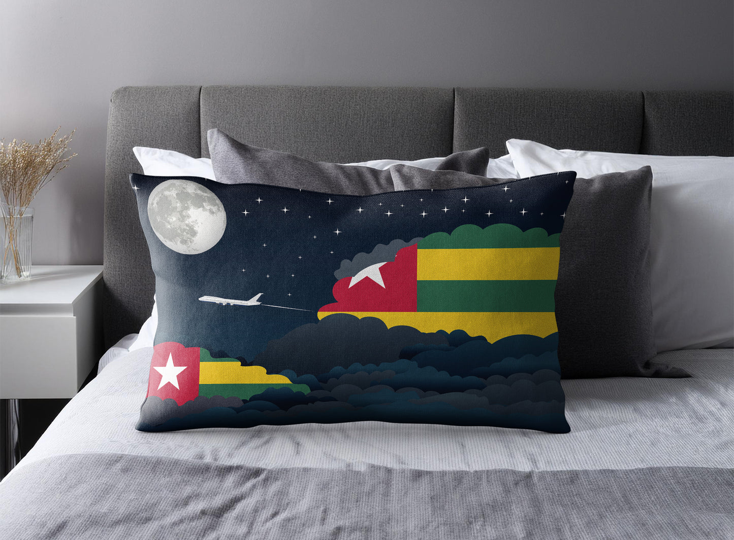 Togo World Airplane Night Clouds Square & Rectangle Pillow Cases | Aviation Night Sky Pillow Covers