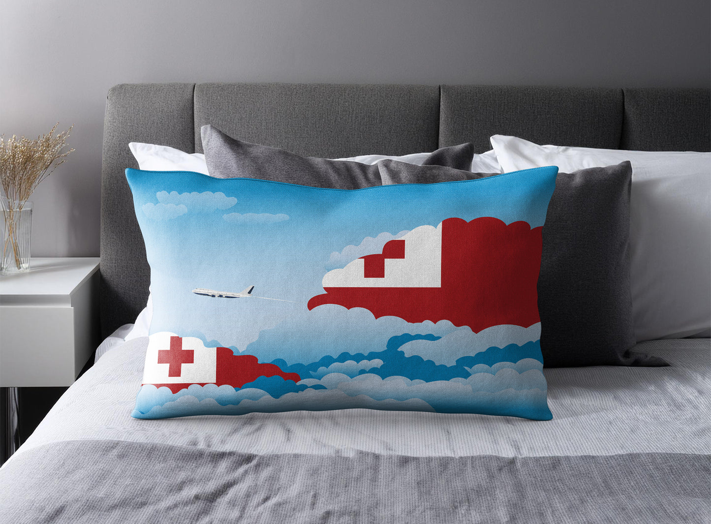 Tonga World Airplane Day Clouds Square & Rectangle Pillow Cases | Aviation Decorative Pillow Covers