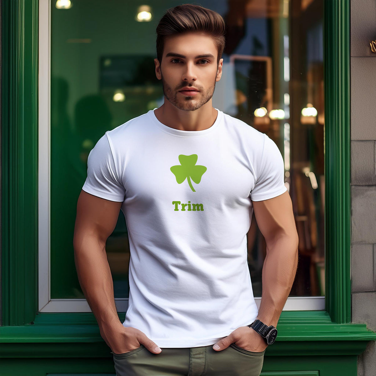 Trim Shamrock Men Unisex T-Shirt | Irish Heritage White Graphic Tee