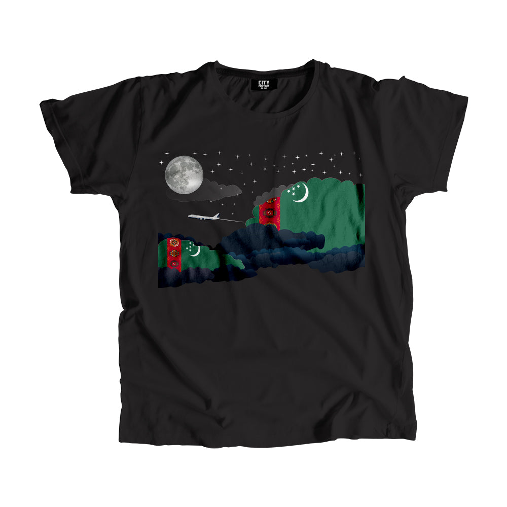 Turkmenistan Night Clouds Airplane Airport Flight Men Unisex T-Shirt Night Clouds Airplane Airport Flight T-Shirt