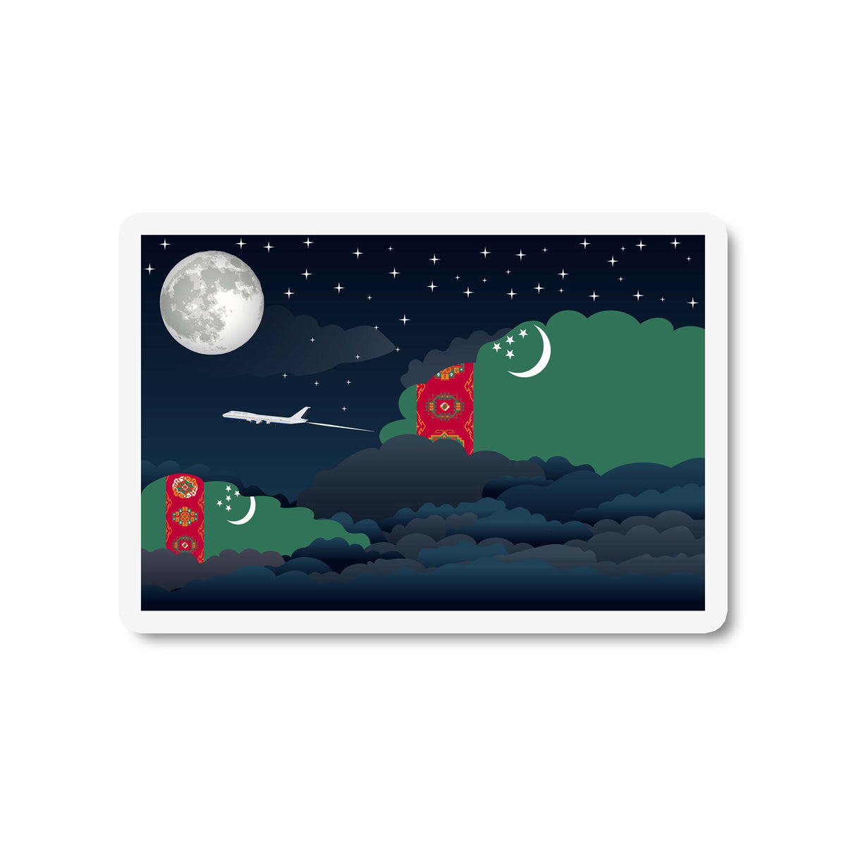Turkmenistan Night Clouds Fridge Magnet