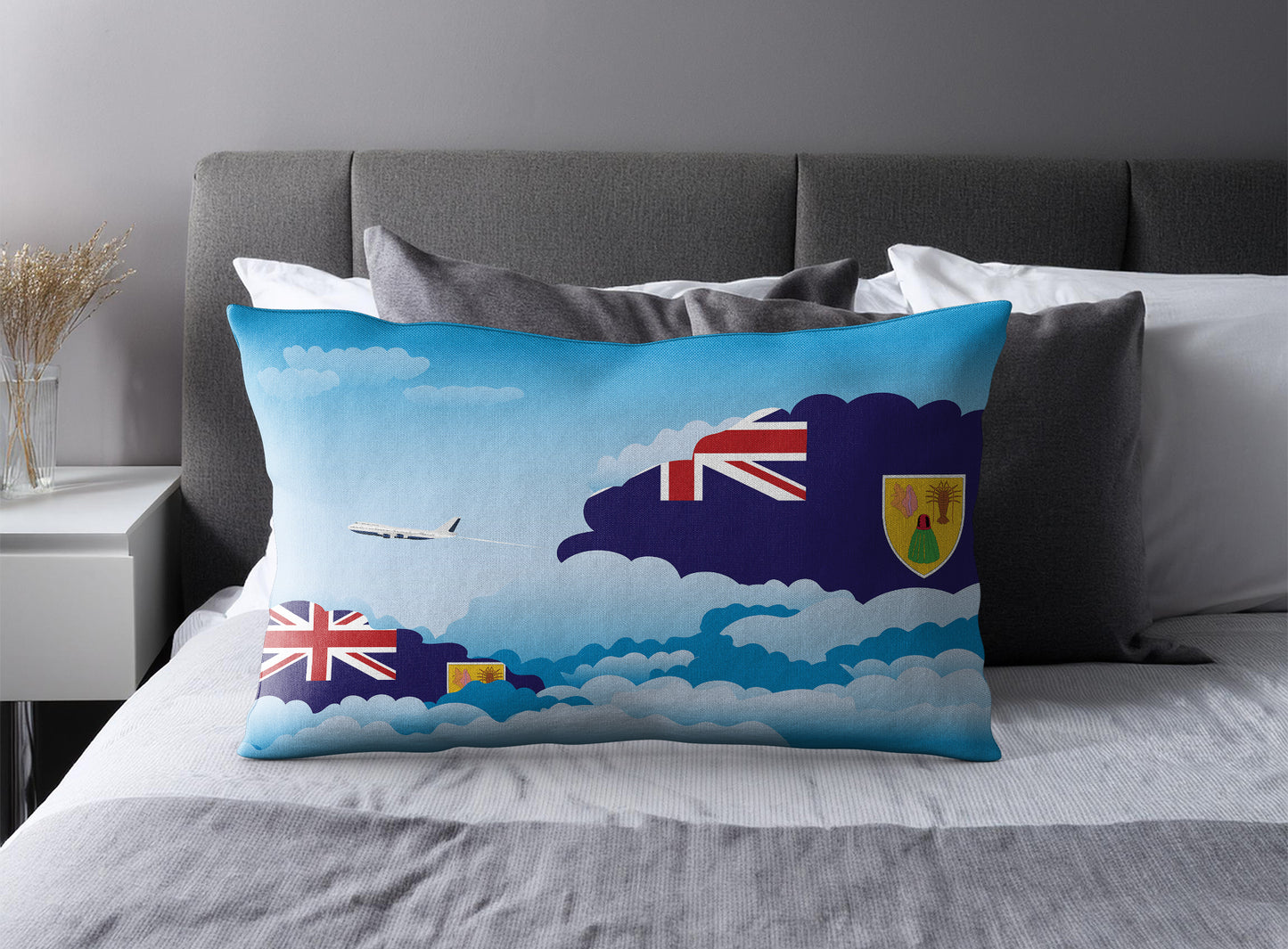 Turks Case and Caicos Islands World Airplane Day Clouds Square & Rectangle Pillow Cases | Aviation Decorative Pillow Covers