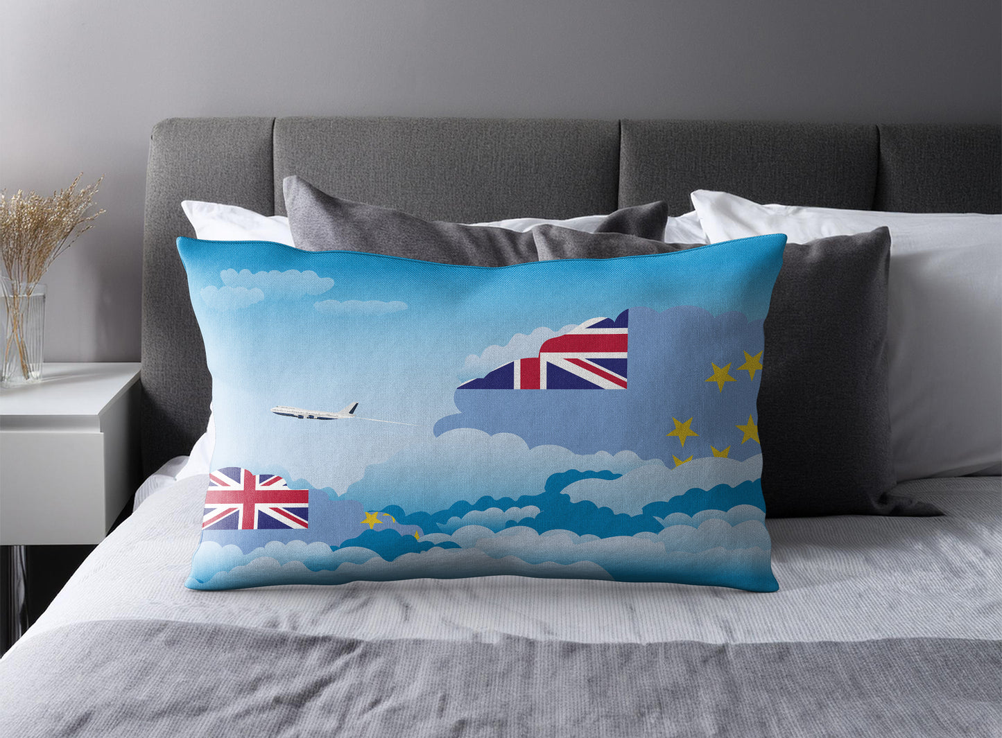 Tuvalu World Airplane Day Clouds Square & Rectangle Pillow Cases | Aviation Decorative Pillow Covers
