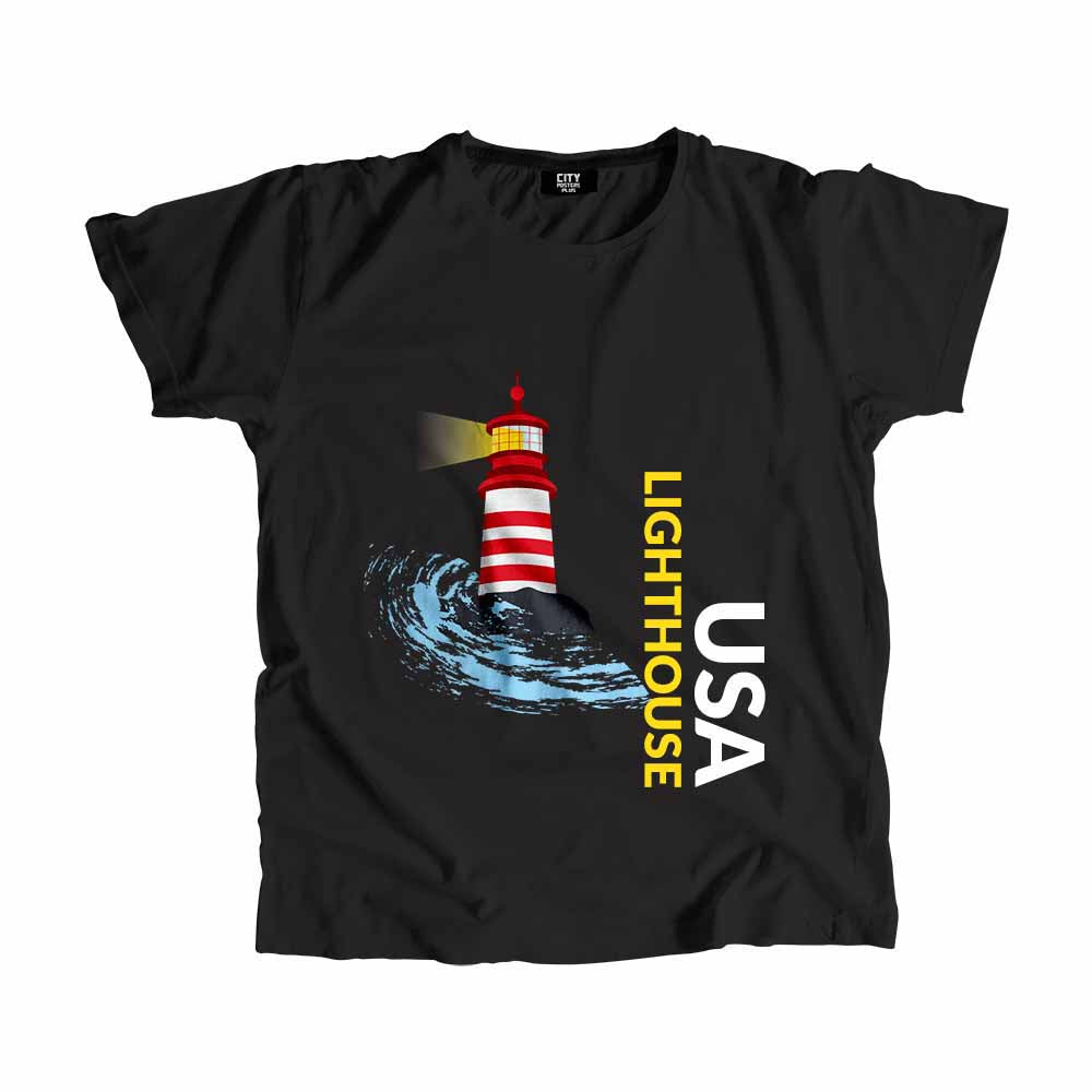 USA Lighthouse Men Unisex T-Shirt | Coastal Travel Graphic Tee