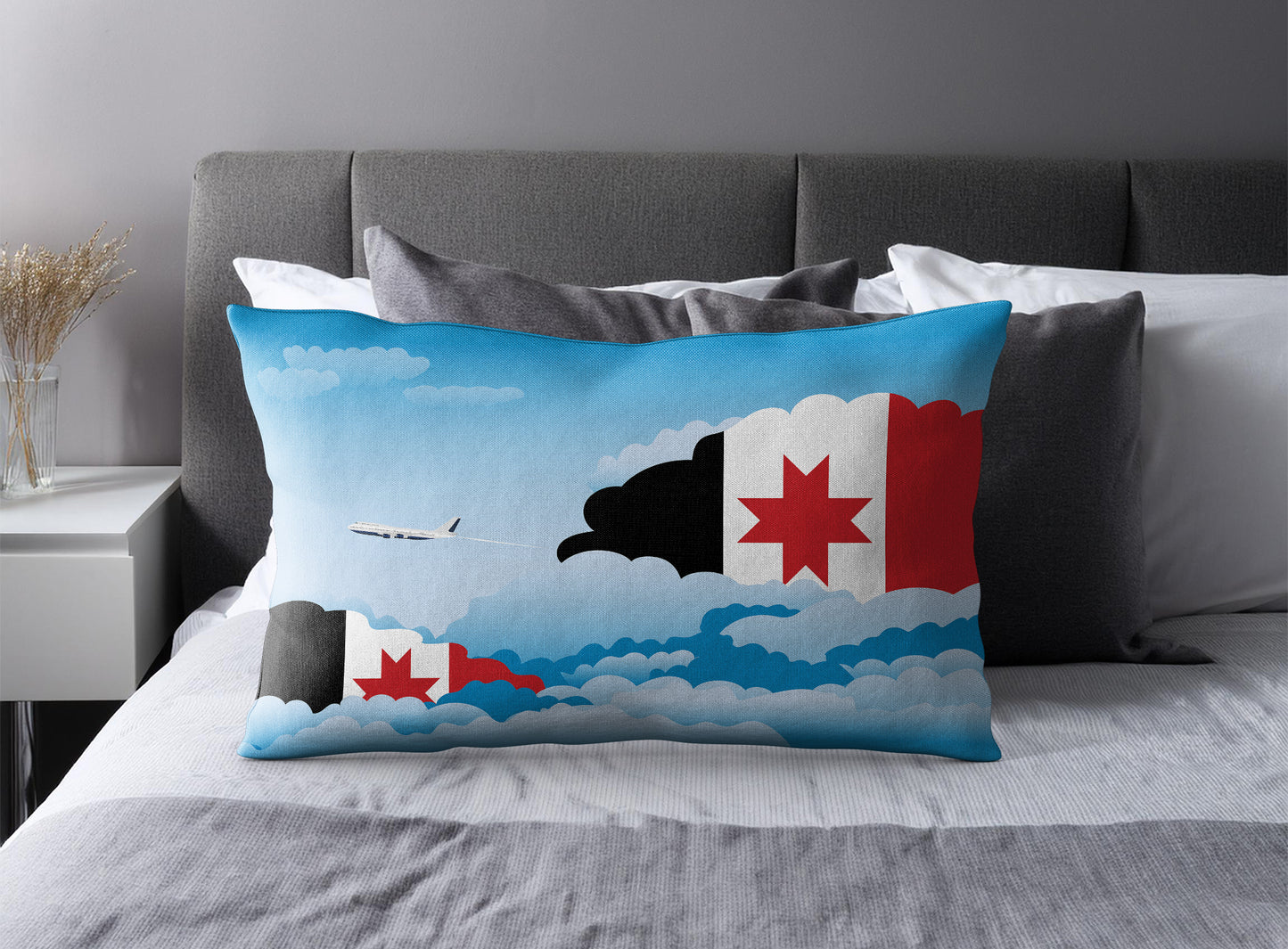 Udmurtia World Airplane Day Clouds Square & Rectangle Pillow Cases | Aviation Decorative Pillow Covers