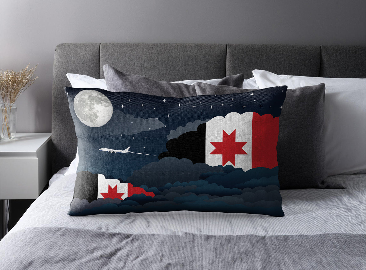 Udmurtia World Airplane Night Clouds Square & Rectangle Pillow Cases | Aviation Night Sky Pillow Covers