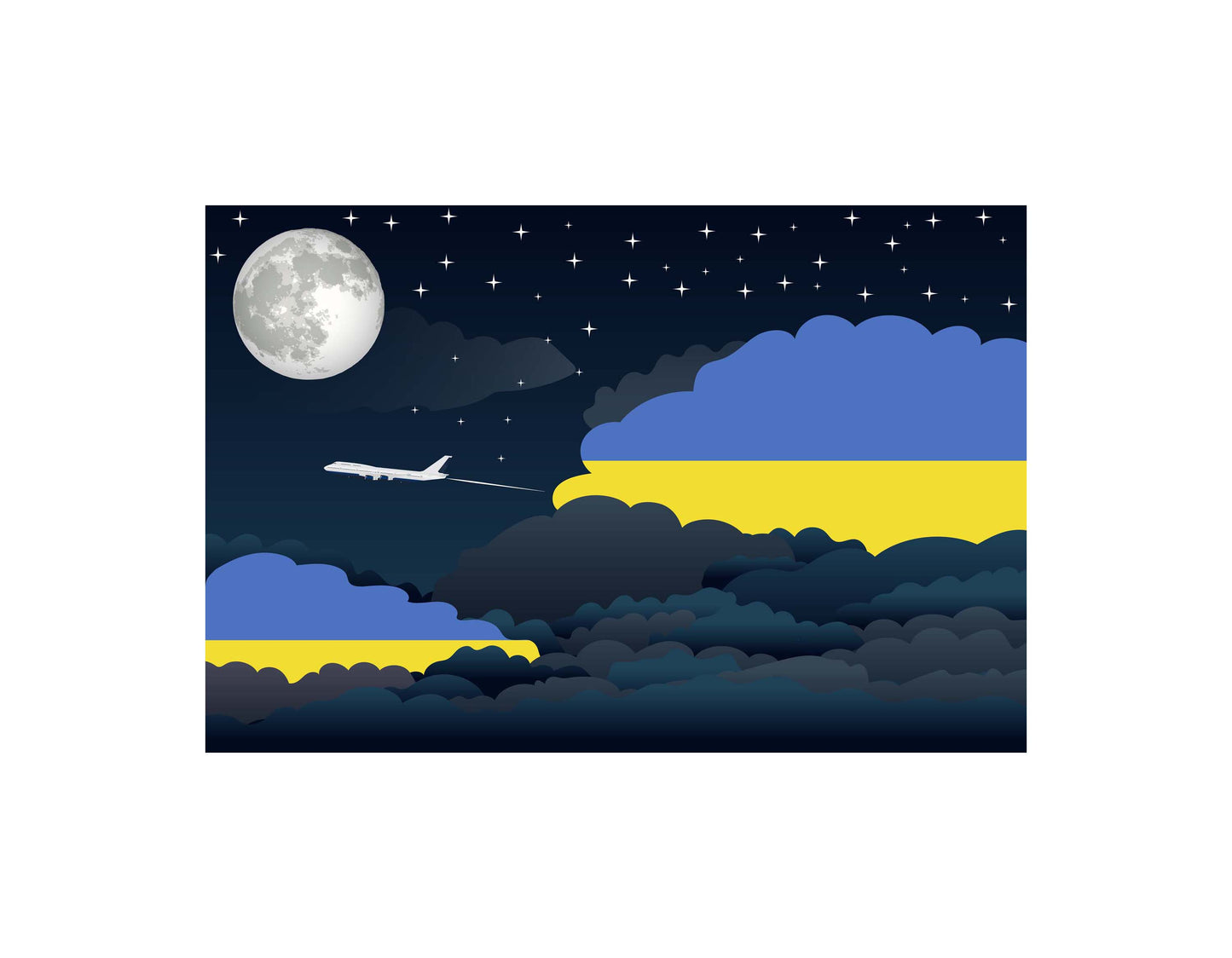 Ukraine Night Clouds Blanket Throw