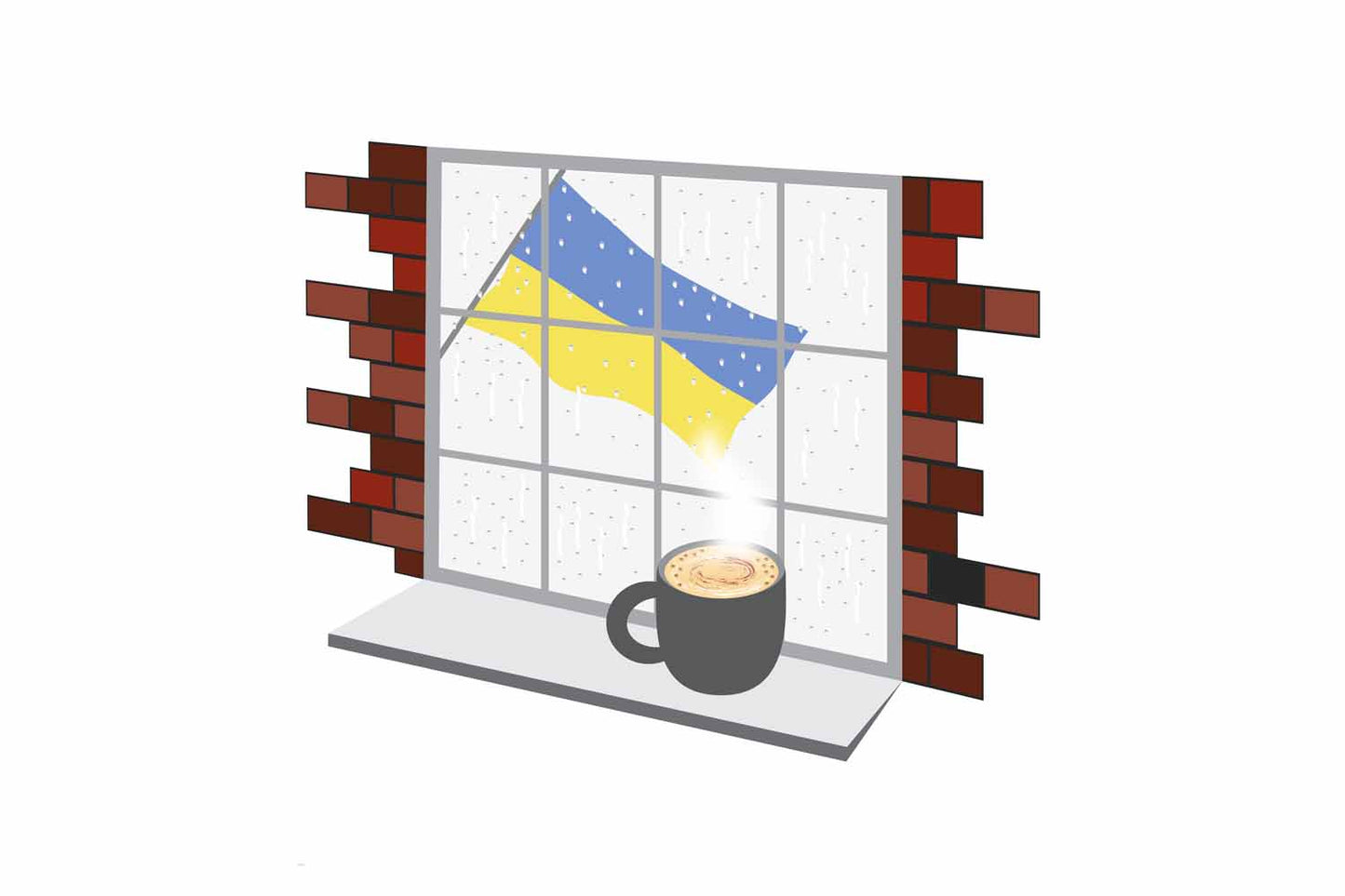 Ukraine Coffee Rain Window Fridge Magnet