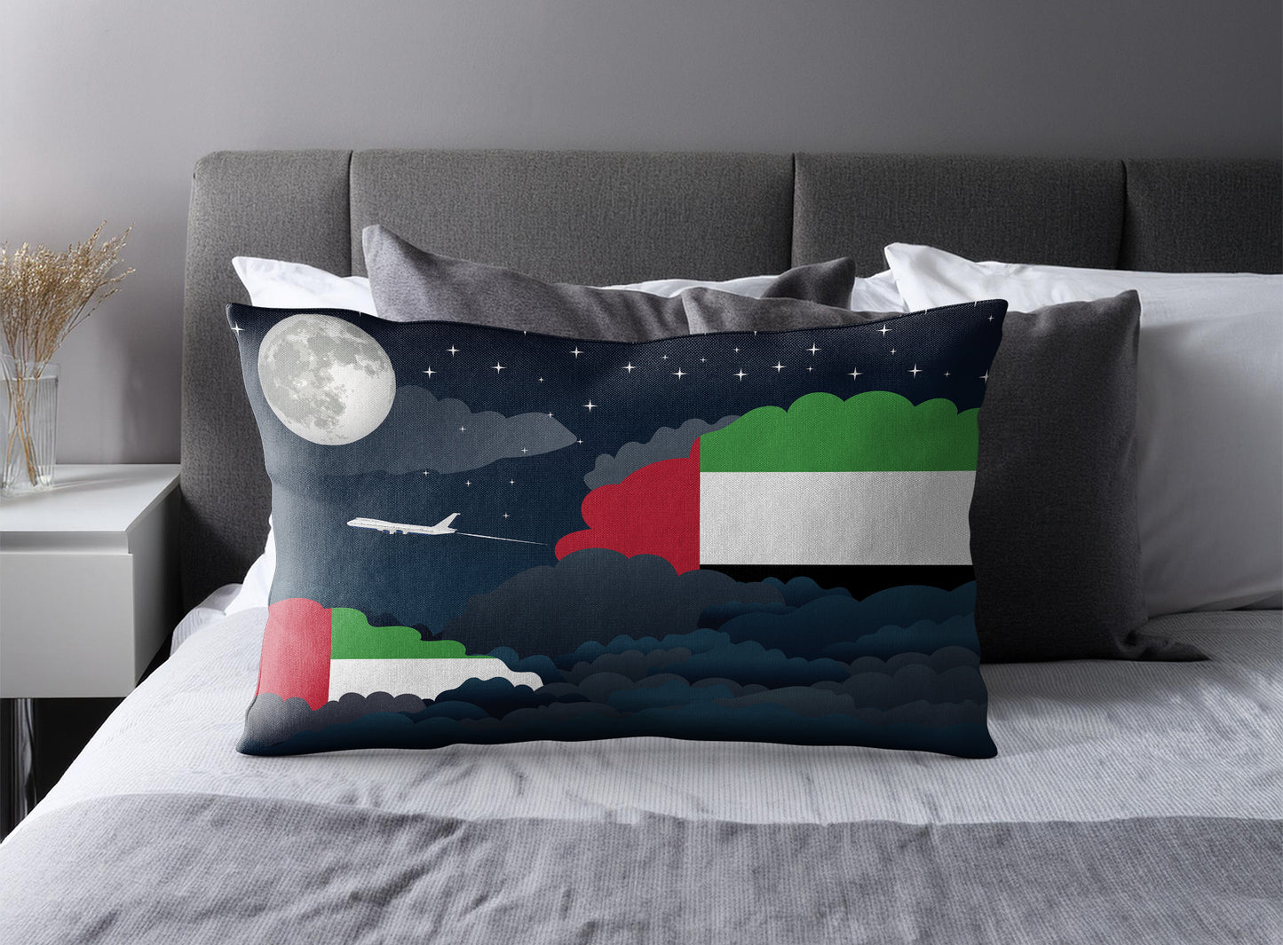 United Arab Emirates Night Clouds Pillow Case and Pillow Throw