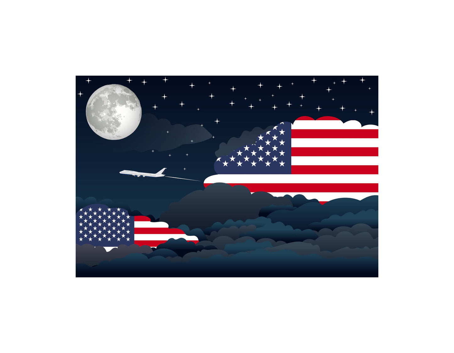 USA Night Clouds Blanket Throw