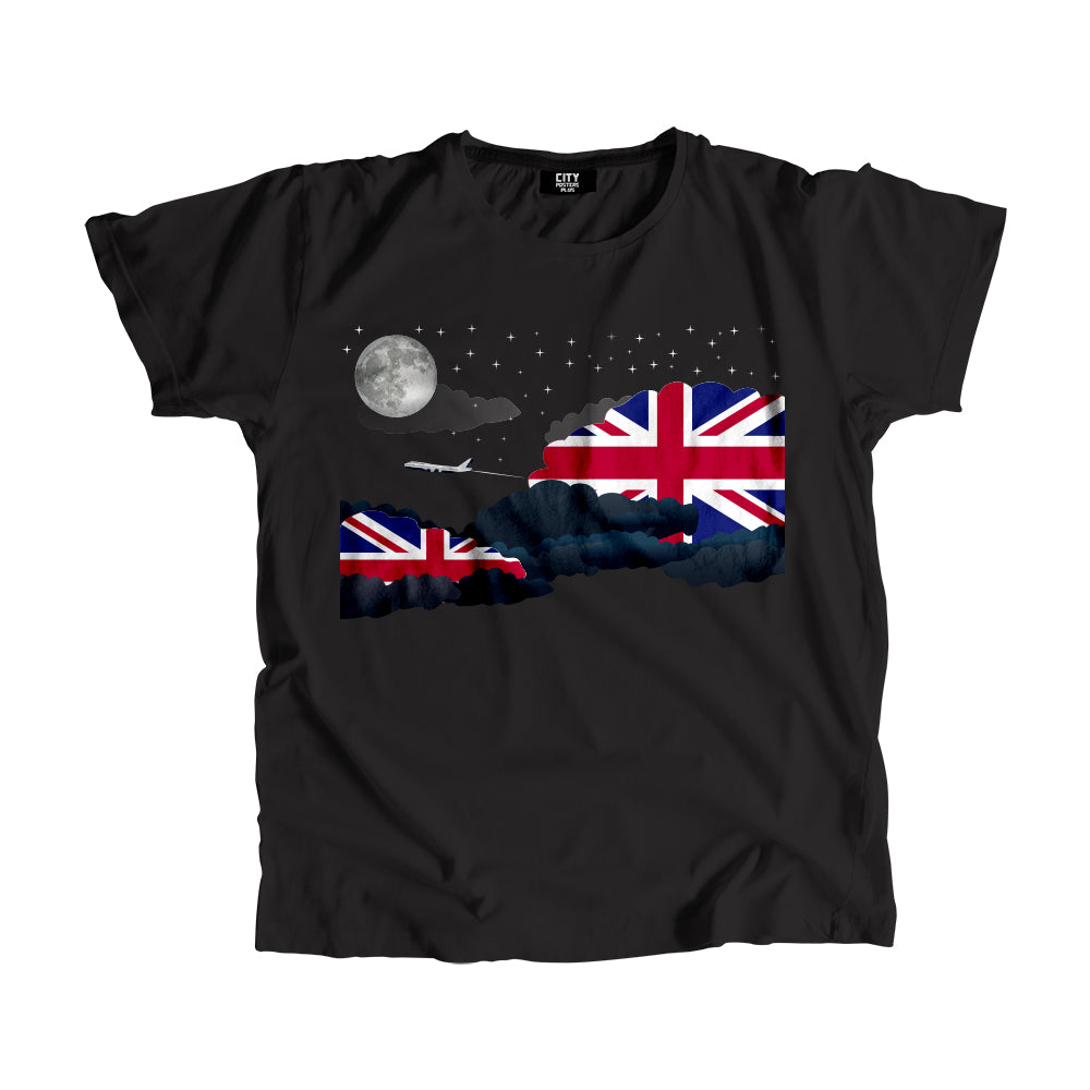 United KIngdom Night Clouds Airplane Airport Flight Men Unisex T-Shirt Night Clouds Airplane Airport Flight T-Shirt