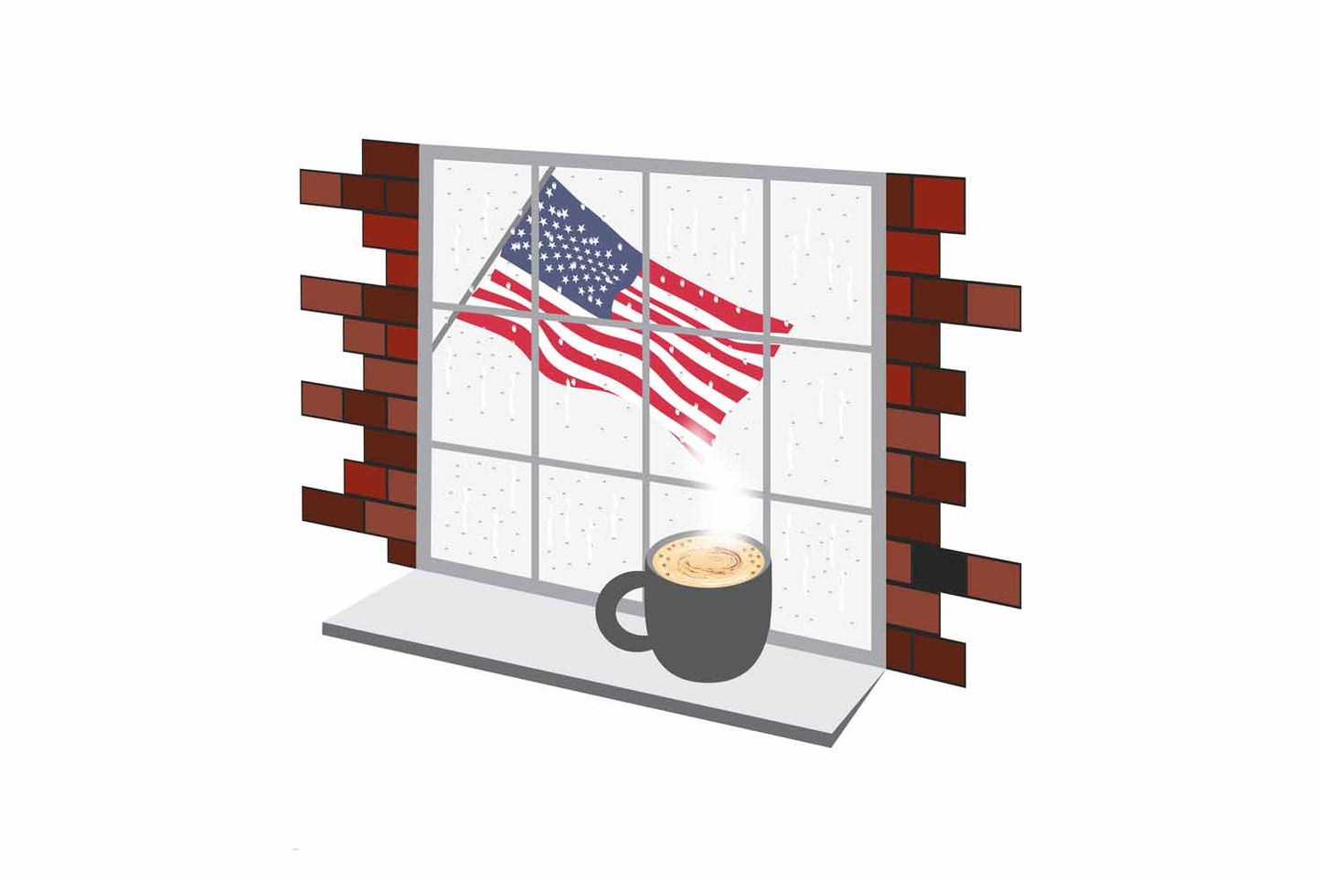 USA America American United States Coffee Rain Window Fridge Magnet