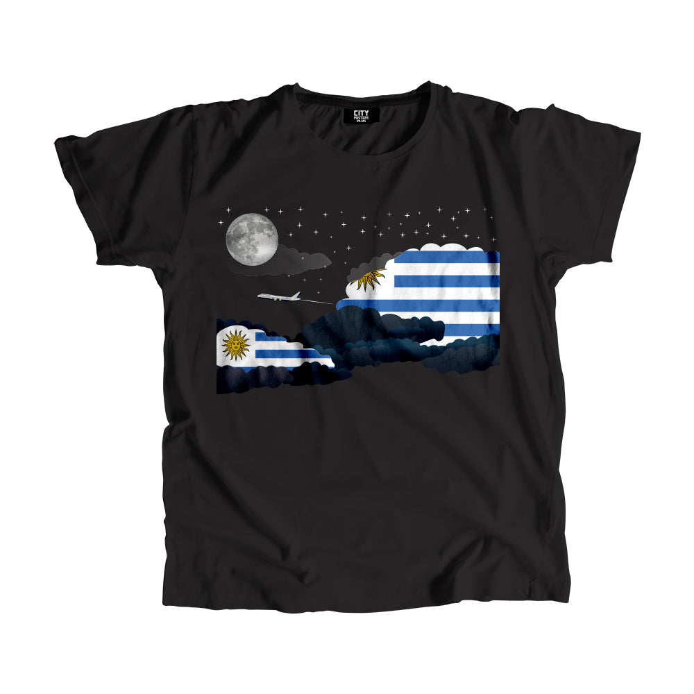 Uruguay Night Clouds Airplane Airport Flight Men Unisex T-Shirt Night Clouds Airplane Airport Flight T-Shirt