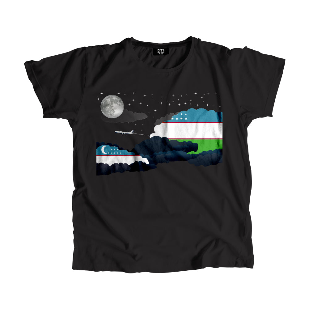 Uzbekistan Night Clouds Airplane Airport Flight Men Unisex T-Shirt Night Clouds Airplane Airport Flight T-Shirt
