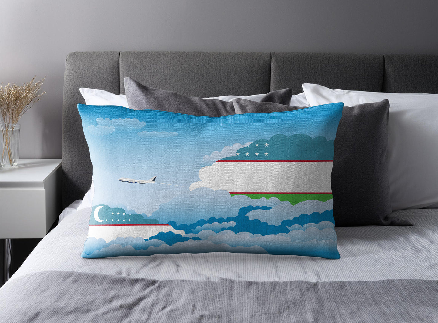 Uzbekistan World Airplane Day Clouds Square & Rectangle Pillow Cases | Aviation Decorative Pillow Covers