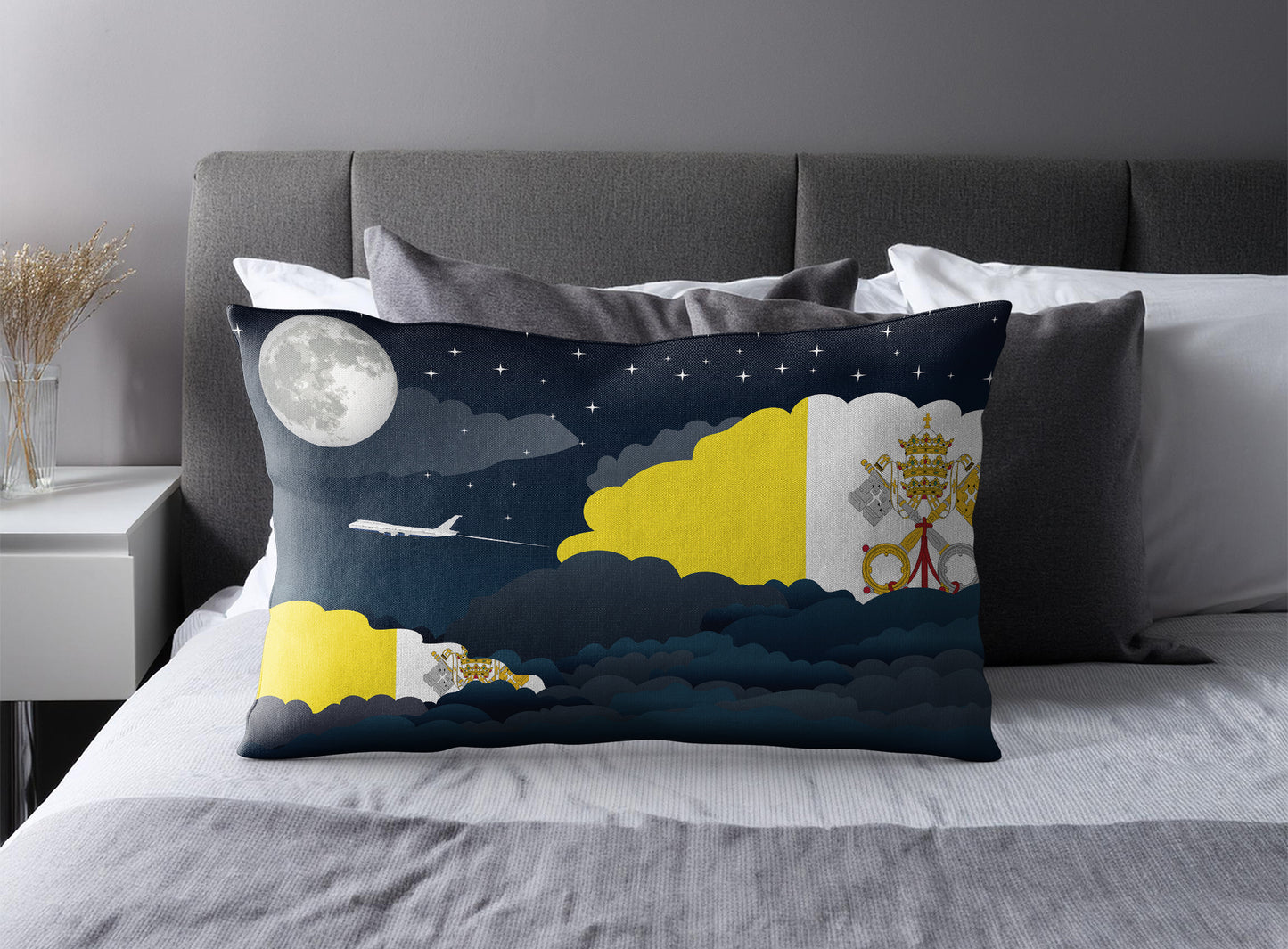Vatican City Holy See World Airplane Night Clouds Square & Rectangle Pillow Cases | Aviation Night Sky Pillow Covers