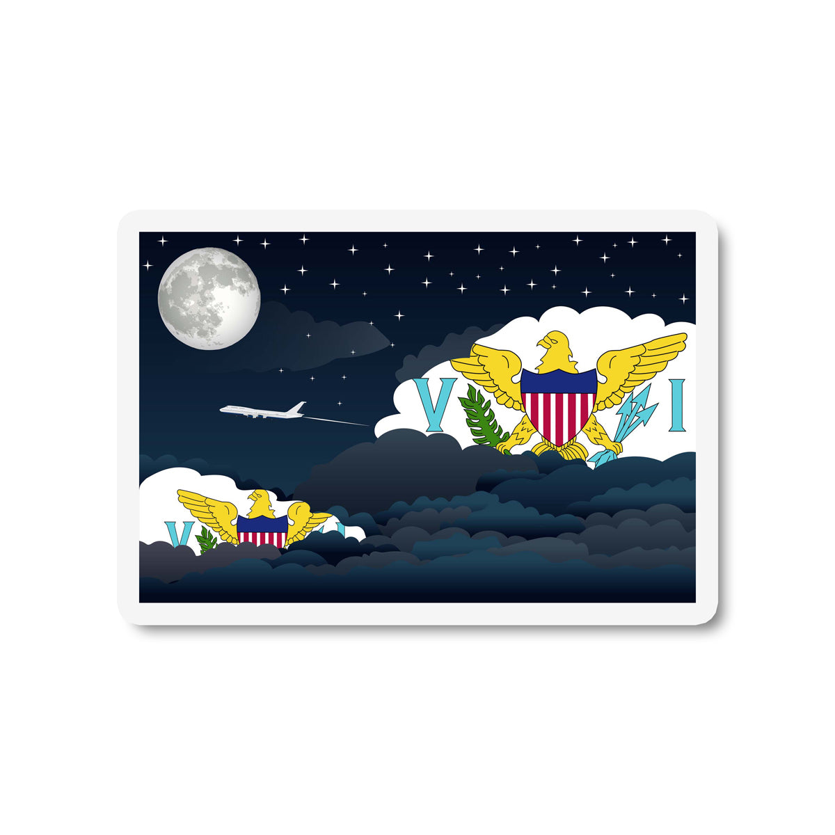 Virgin Islands US Night Clouds Fridge Magnet