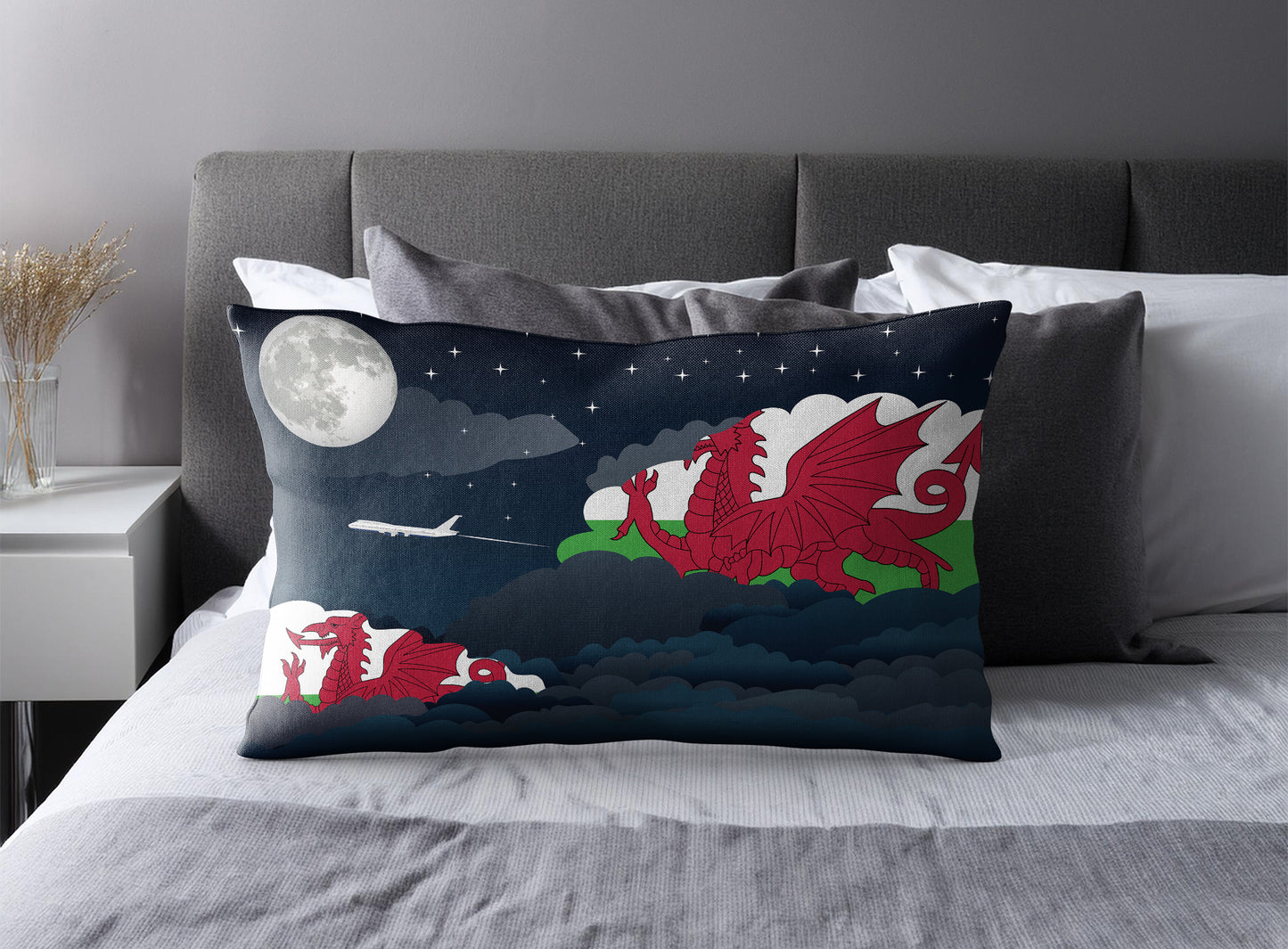 Wales Night Clouds Pillow Case and Pillow Throw