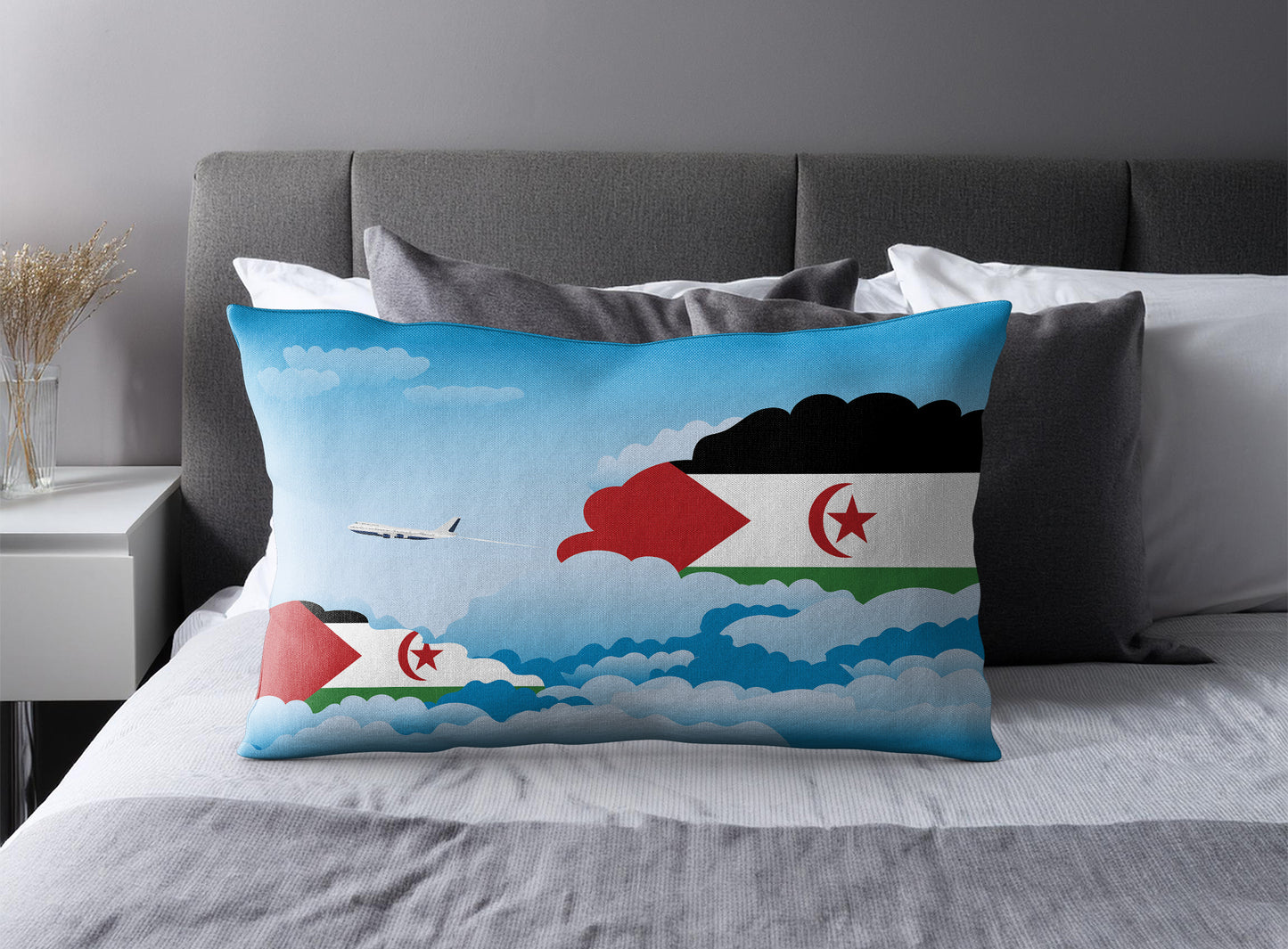 Western Sahara World Airplane Day Clouds Square & Rectangle Pillow Cases | Aviation Decorative Pillow Covers