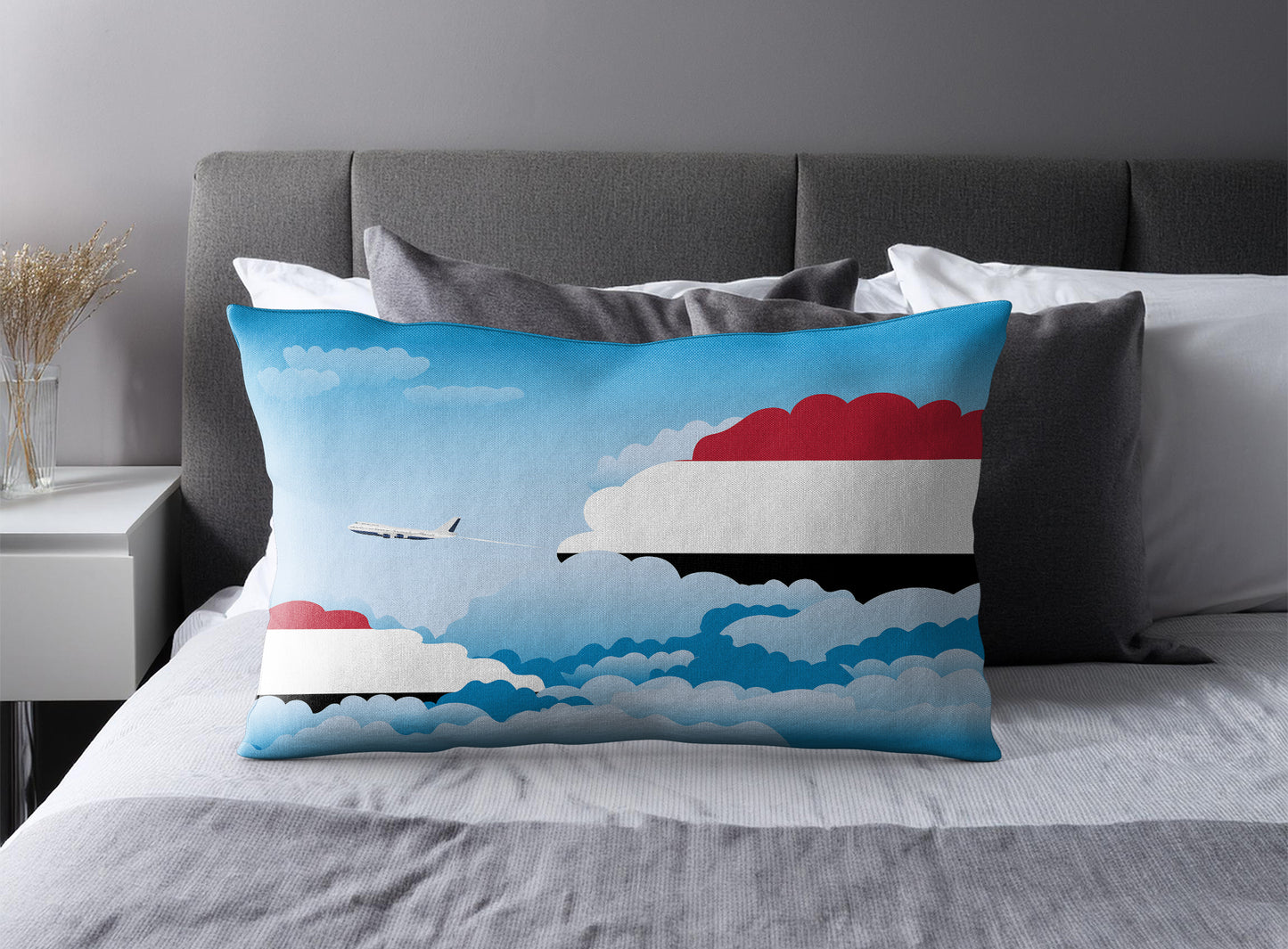Yemen World Airplane Day Clouds Square & Rectangle Pillow Cases | Aviation Decorative Pillow Covers