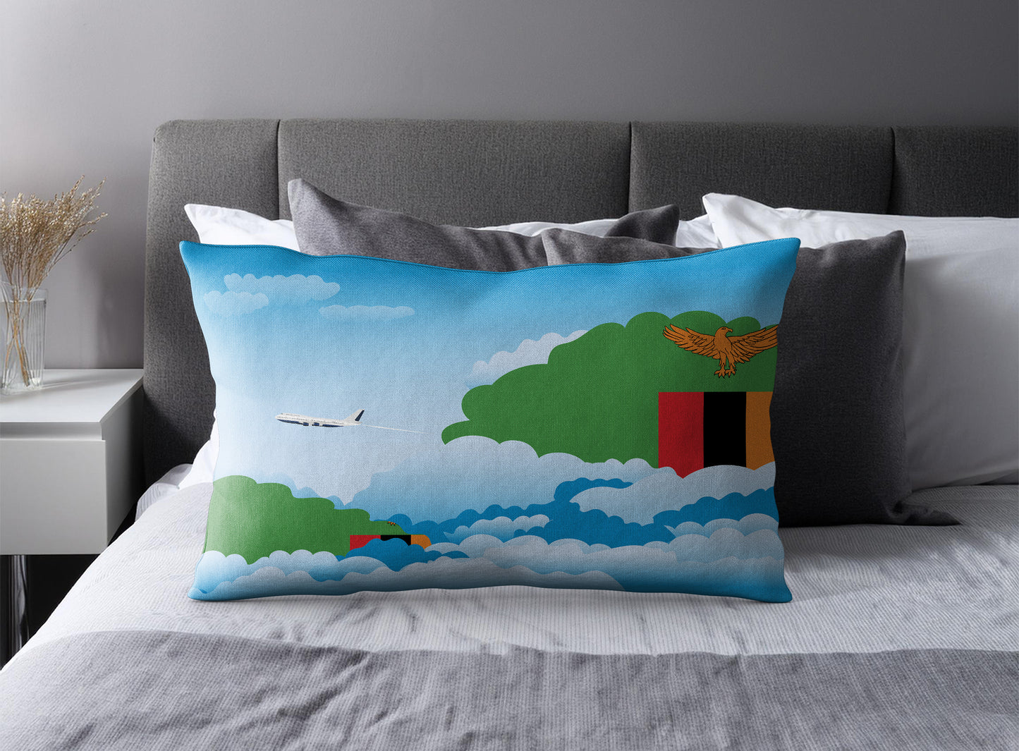 Zambia Day Clouds Pillow Case and Pillow Throw