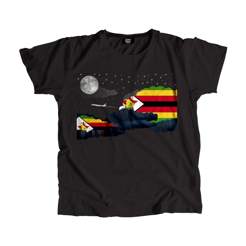 Zimbabwe Night Clouds Airplane Airport Flight Men Unisex T-Shirt Night Clouds Airplane Airport Flight T-Shirt