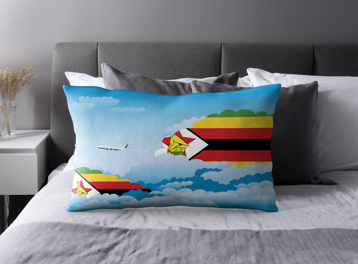 Zimbabwe Day Clouds Pillow Case and Pillow Throw