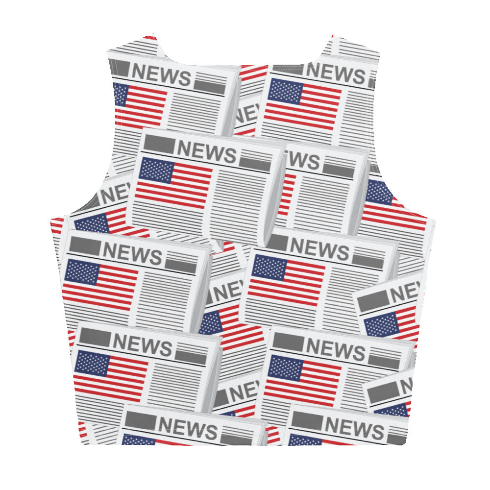 USA Newspapers Crop Top (White)