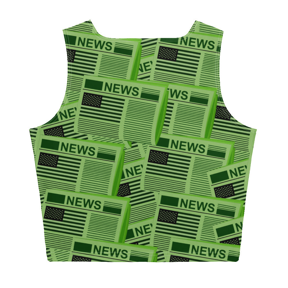 USA Newspapers Crop Top (Green)