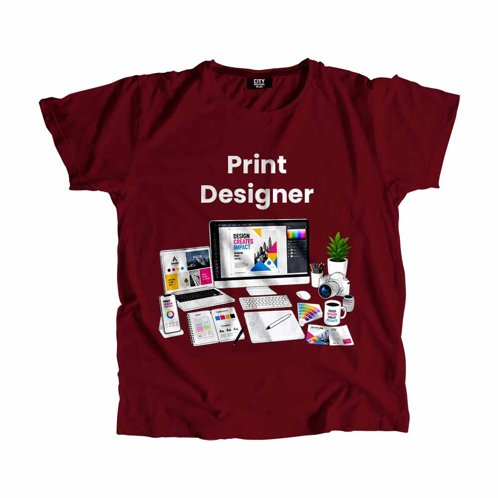 Print Designer Men Unisex T-Shirt (Maroon) Technology Unisex T-Shirt | City Posters Plus