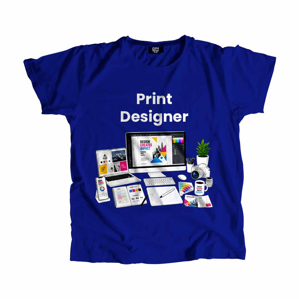 Print Designer Men Unisex T-Shirt (Royal Blue) Technology Unisex T-Shirt | City Posters Plus
