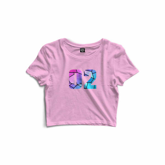 02 Number Women Crop Tops (Light Pink)