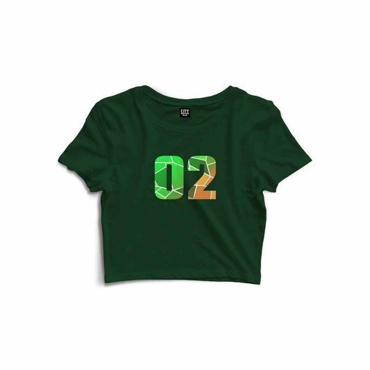 02 Number Women Crop Tops (Olive Green)