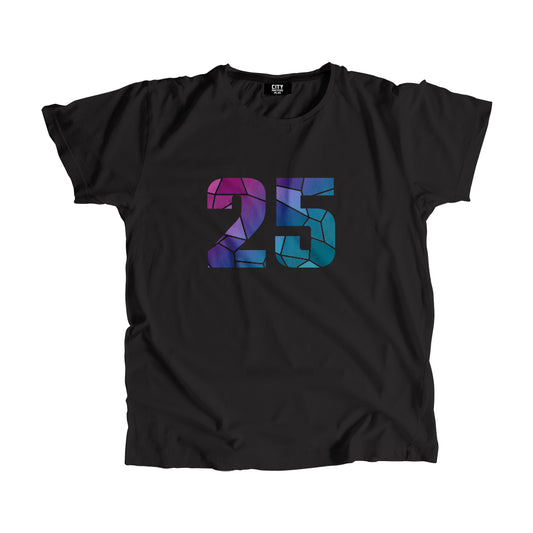 25 Number Men Women Unisex T-Shirt (Black)