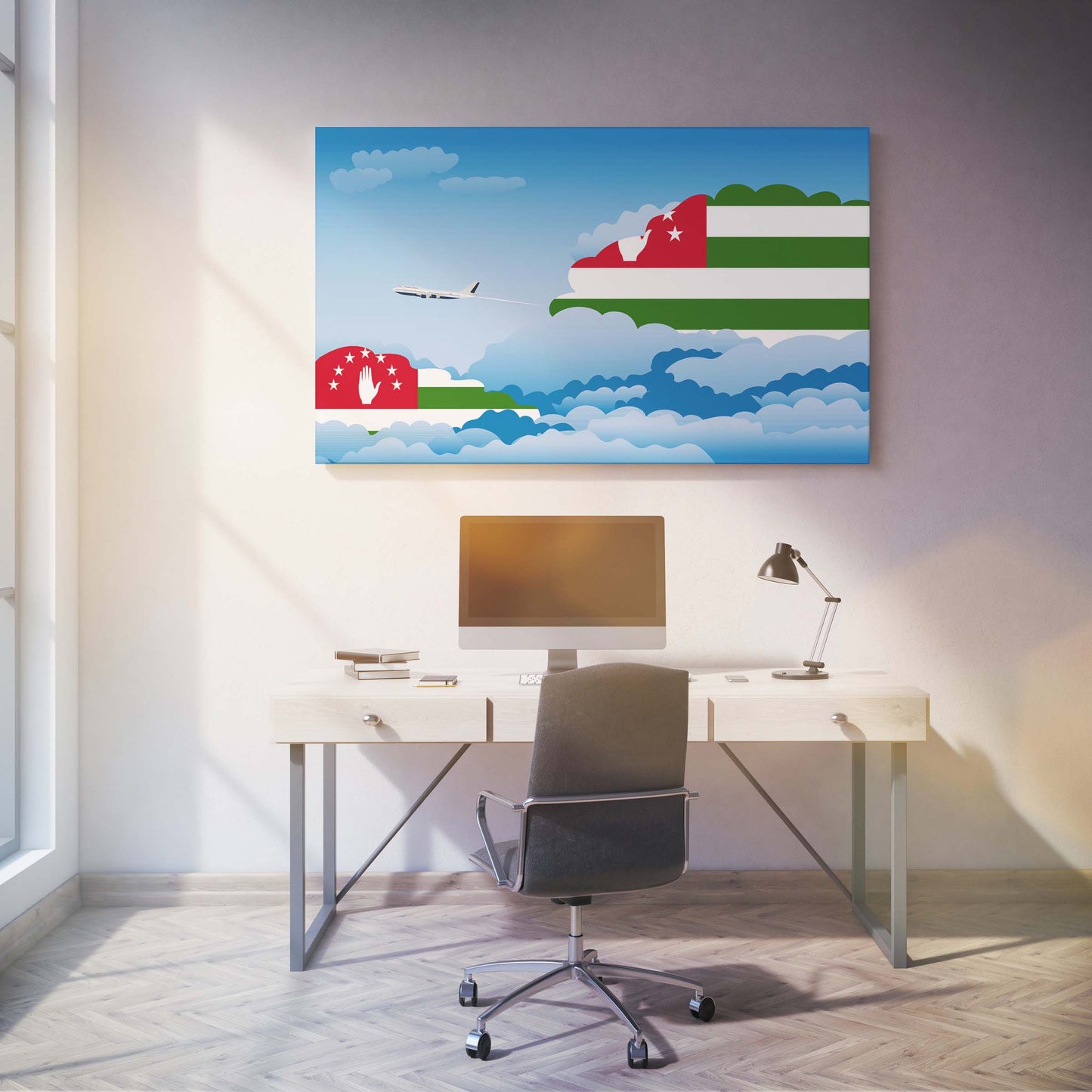 Abkhazia Flags Day Clouds Canvas Print Framed