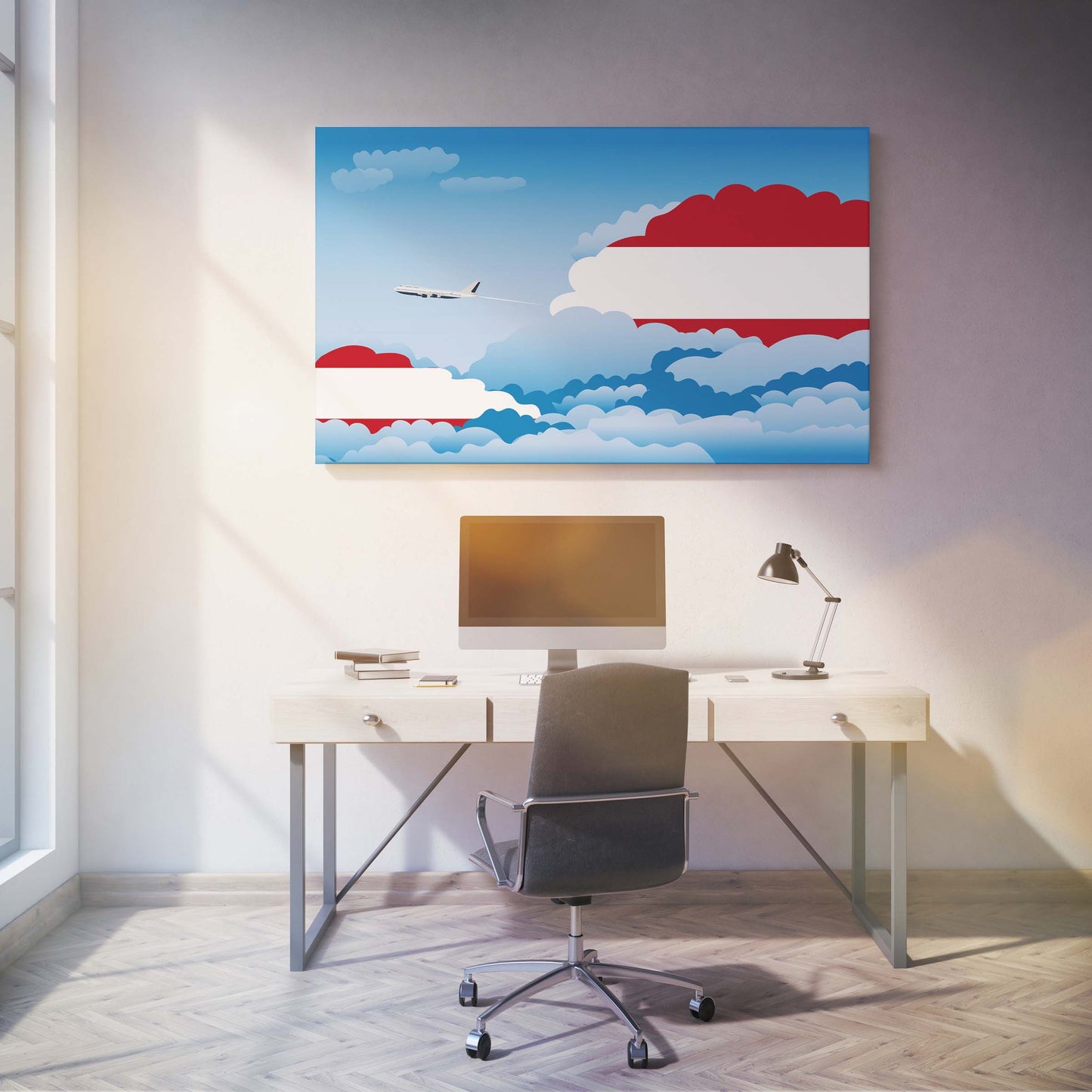 Austria Flags Day Clouds Canvas Print Framed