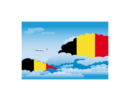Belgium Flags Day Clouds Canvas Print Framed