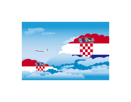 Croatia Flags Day Clouds Canvas Print Framed