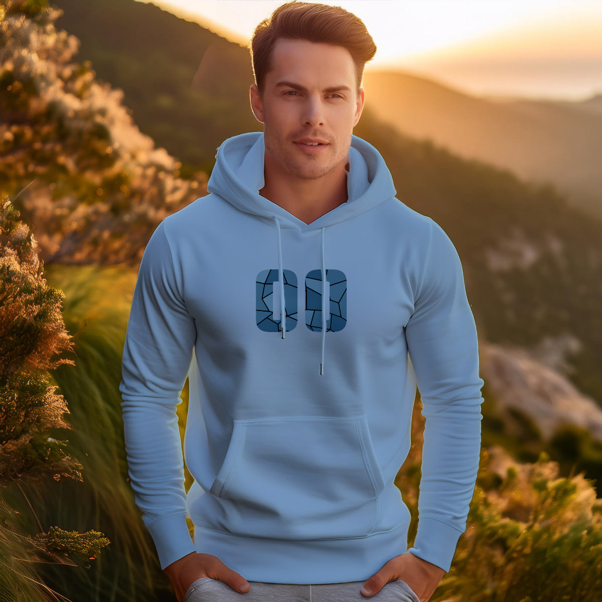 00 Number Unisex Hoodie (Baby Blue)