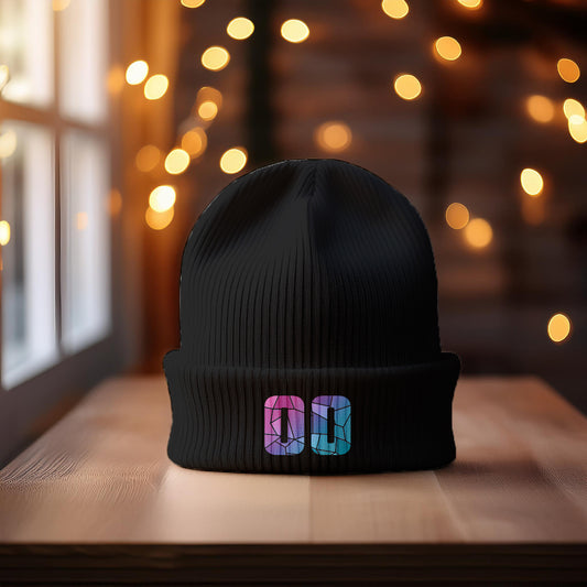 00 Number Cuffed Beanie (Black)