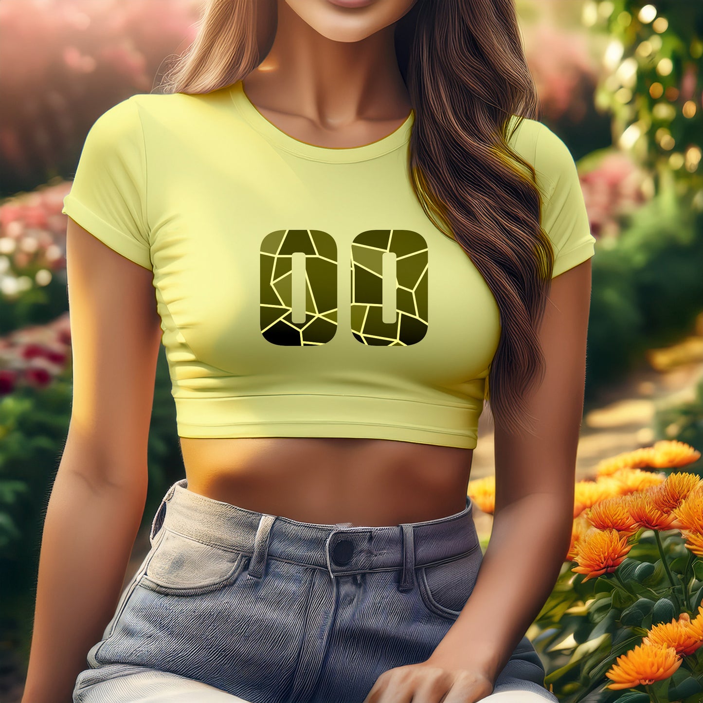 00 Number Women Crop Top (Butter Yellow)