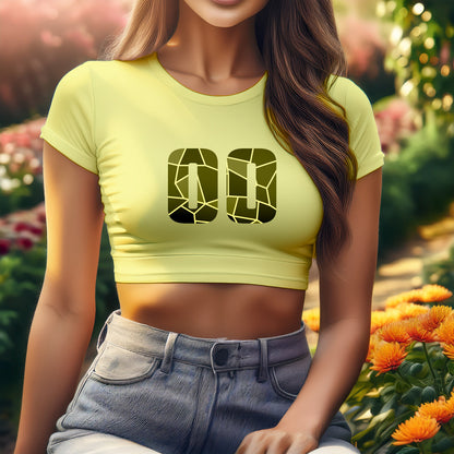00 Number Women Crop Top (Butter Yellow)