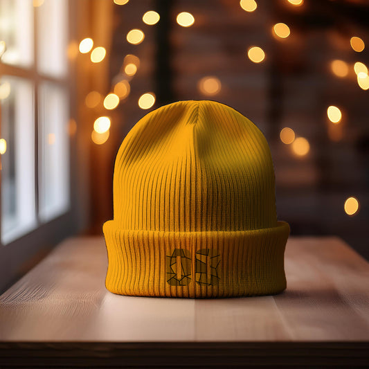 00 Number Cuffed Beanie (Gold)