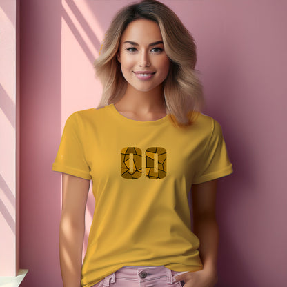 00 Number Women T-Shirt (Golden Yellow) | Stylish Numeric Graphic Tee