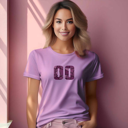 00 Number Women T-Shirt (Light Pink) | Stylish Numeric Graphic Tee