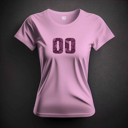 00 Number Women T-Shirt (Light Pink) | Stylish Numeric Graphic Tee