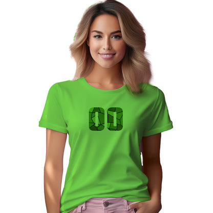00 Number Women T-Shirt (Liril Green) | Stylish Numeric Graphic Tee