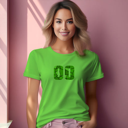00 Number Women T-Shirt (Liril Green) | Stylish Numeric Graphic Tee