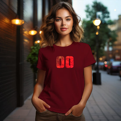 00 Number Women T-Shirt (Maroon) | Stylish Numeric Graphic Tee